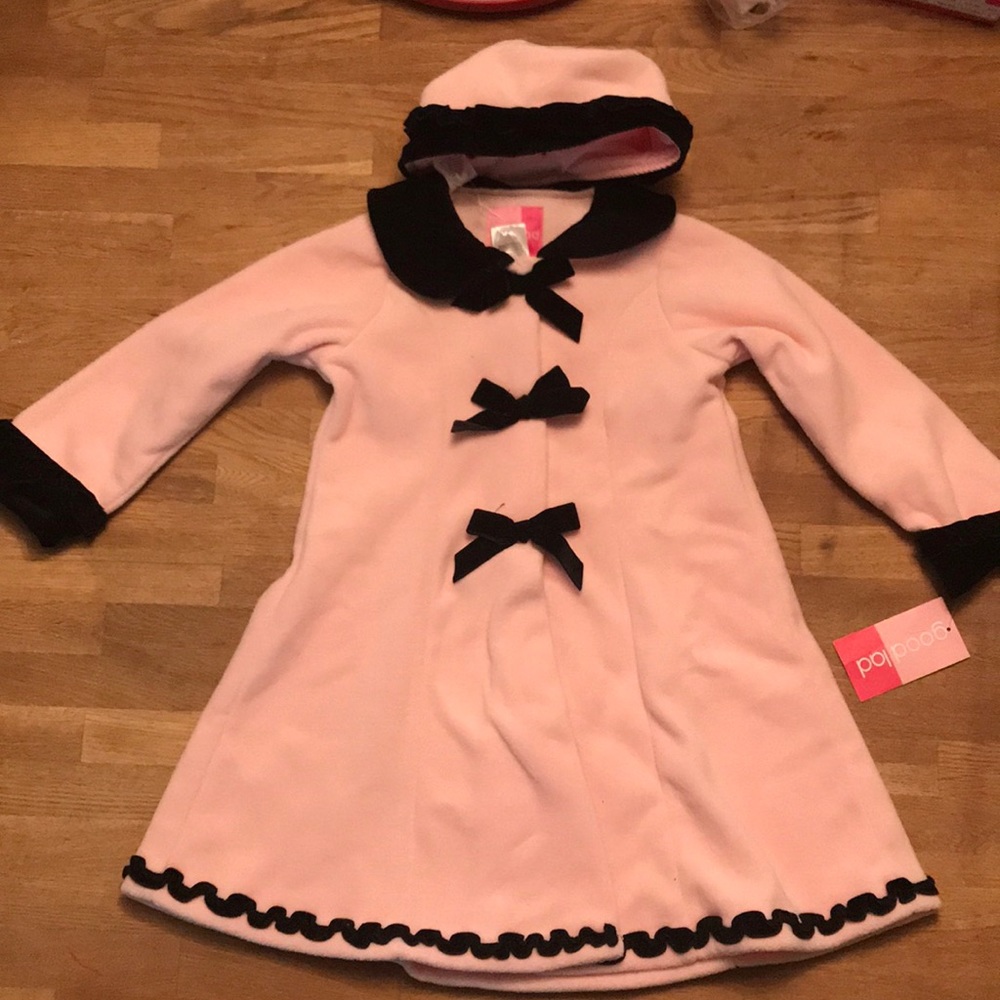 Toddler/Girls Size 5 Pink Pea Coat and Hat NWT